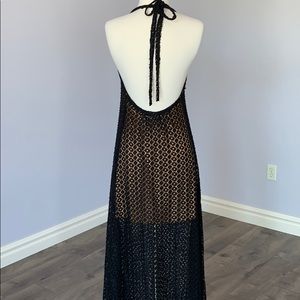 NWT Judith March Black Crochet Maxi Knit Dress (S)